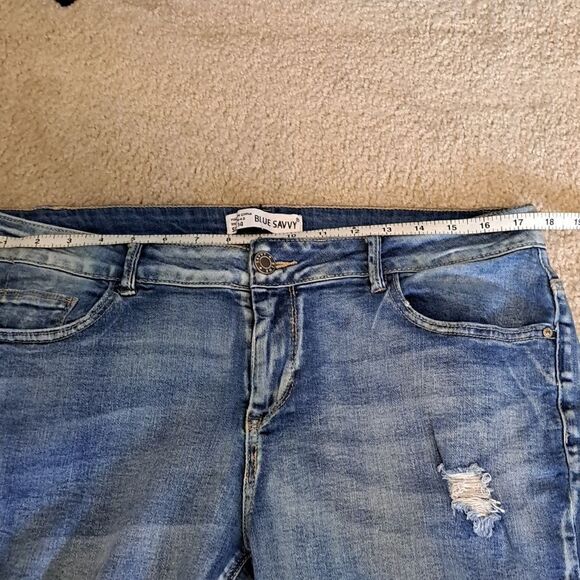 Jeans Blue Savvy Women’s JSkinny Distressed Light Wash Stretch Mid Rise Size 14 - Picture 10 of 13